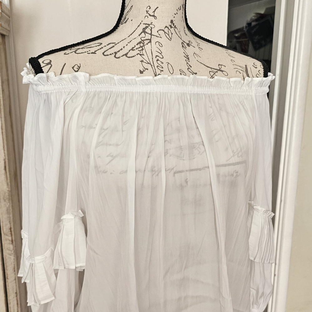 NWT Ramy Brook Elegant White Off-Shoulder Blouse Size XL
